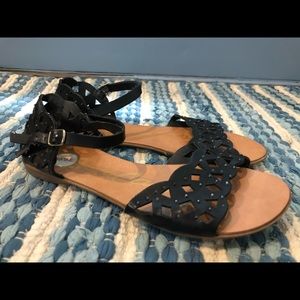 Rock and Candy Black Sparkle Sandals, Size 8